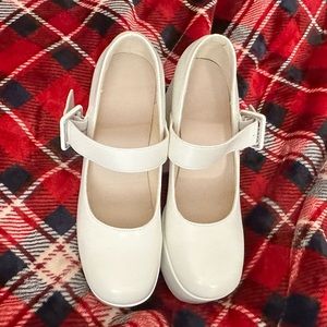 White Mary Jane Platform Heels